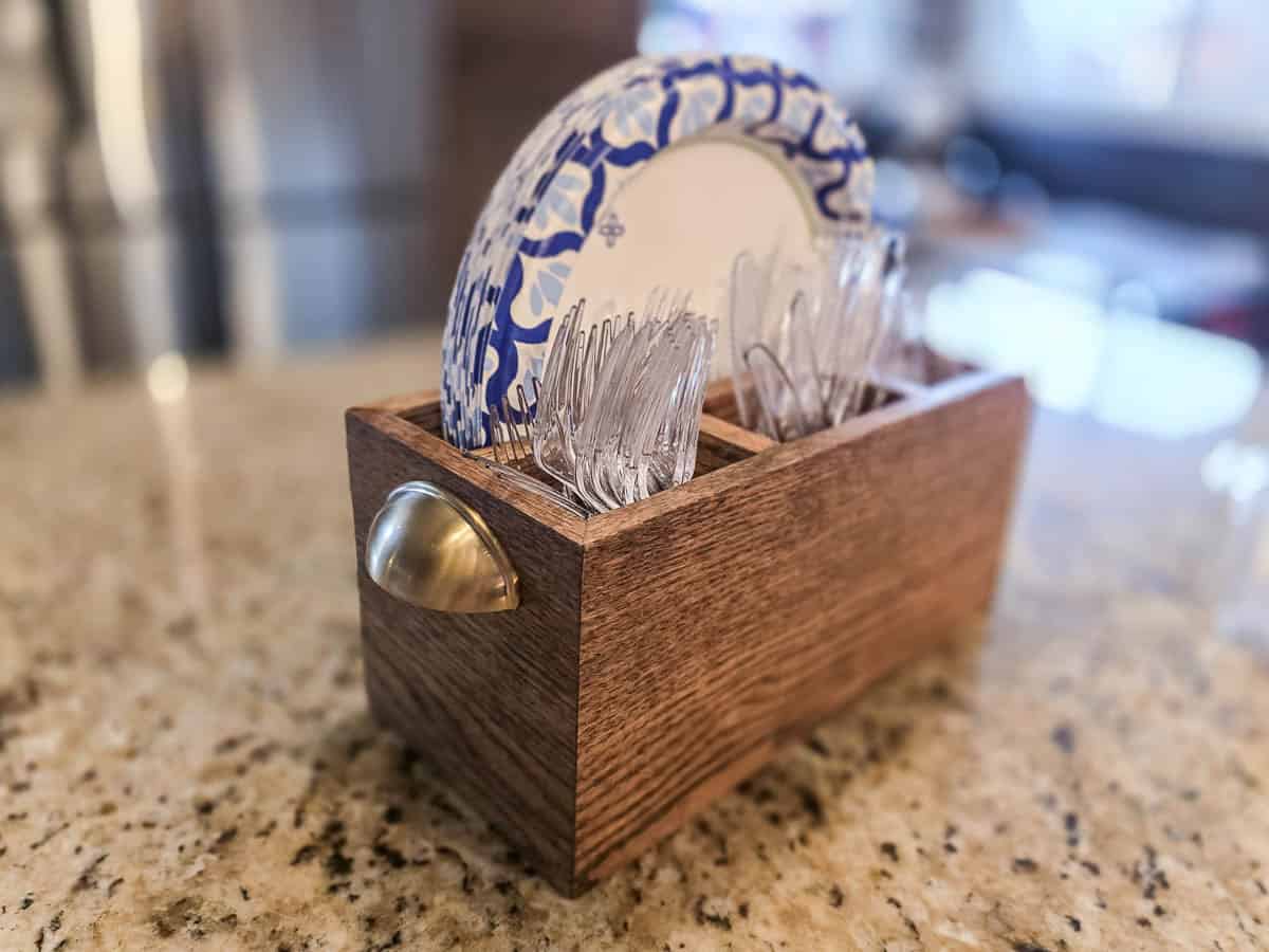 DIY Disposable Flatware & Paper Plate Holder